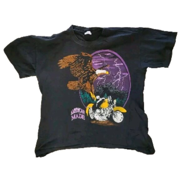 American Made Creditte T-Shirt L  Large 100% Cotton Black Graphic Design - Picture 1 of 8